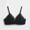 Soutien-gorge triangle en coton stretch bio avec bordure en dentelle