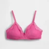 Soutien-gorge triangle en coton stretch bio avec bordure en dentelle