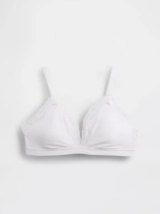 Soutien-gorge triangle en coton stretch bio avec bordure en dentelle