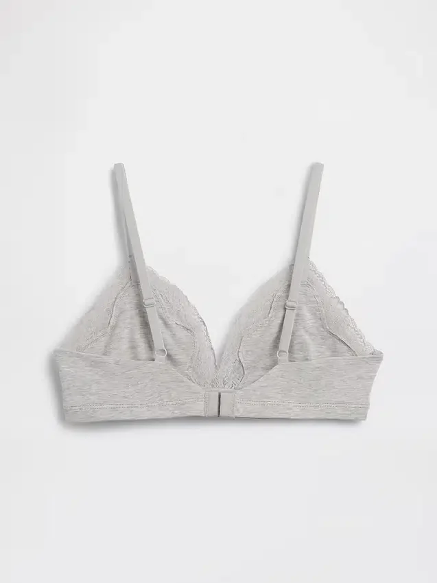 Soutien-gorge triangle en coton stretch bio avec bordure en dentelle
