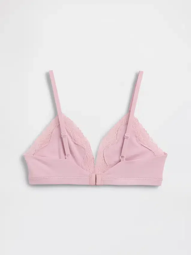 Soutien-gorge triangle en coton stretch bio avec bordure en dentelle