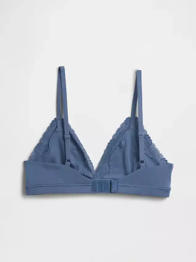Soutien-gorge triangle en coton stretch bio avec bordure en dentelle