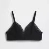 Soutien-gorge triangle en coton stretch bio avec bordure en dentelle