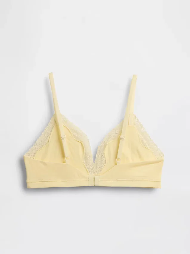 Soutien-gorge triangle en coton stretch bio avec bordure en dentelle