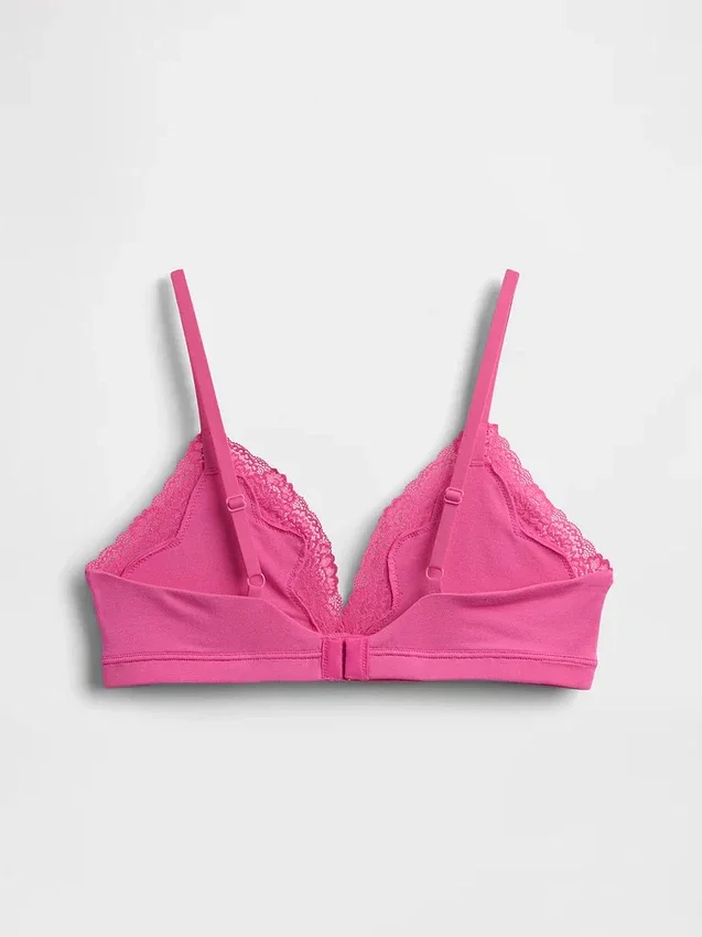 Soutien-gorge triangle en coton stretch bio avec bordure en dentelle
