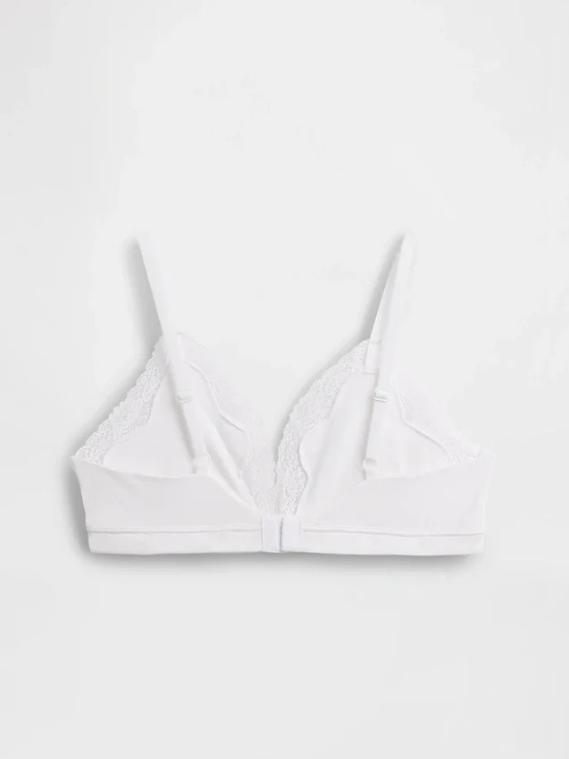 Soutien-gorge triangle en coton stretch bio avec bordure en dentelle