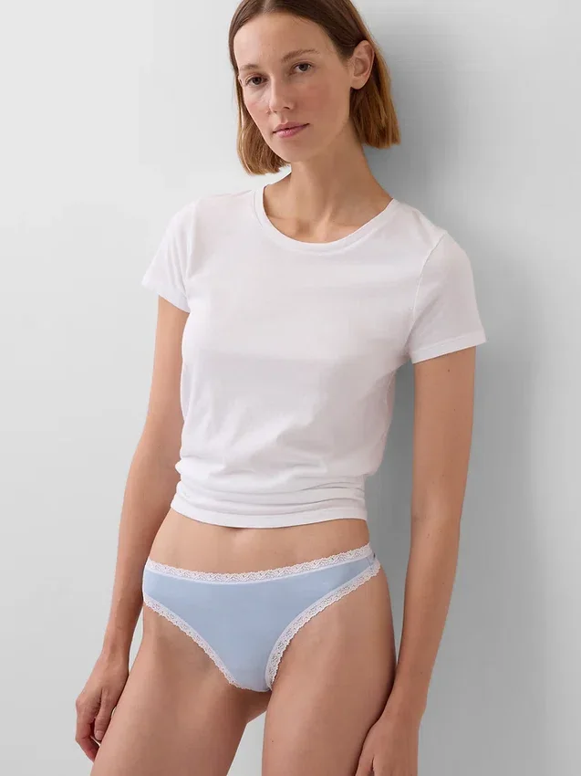 String en coton bio extensible avec bordure en dentelle