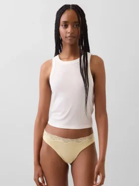 String en coton bio extensible avec bordure en dentelle