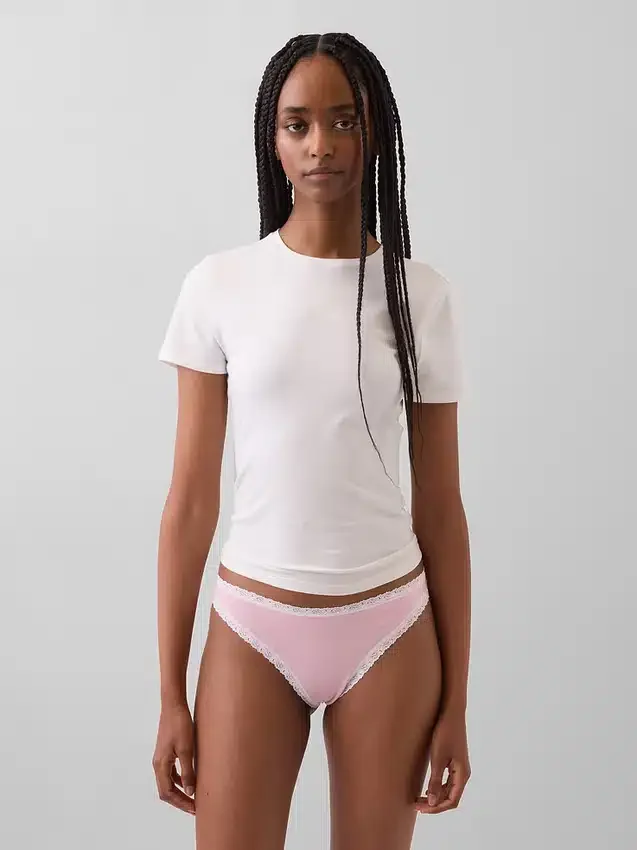 String en coton bio extensible avec bordure en dentelle