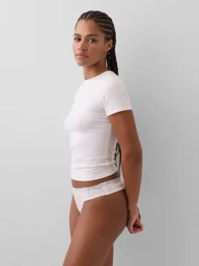 String en coton bio extensible avec bordure en dentelle