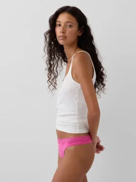 String en coton bio extensible avec bordure en dentelle