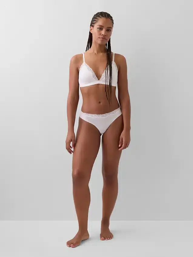 String en coton bio extensible avec bordure en dentelle