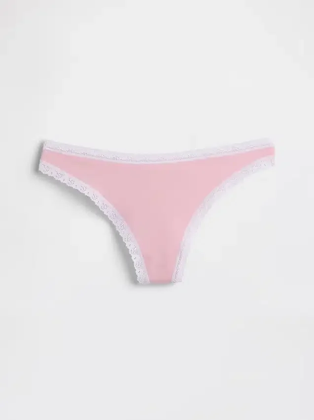 String en coton bio extensible avec bordure en dentelle