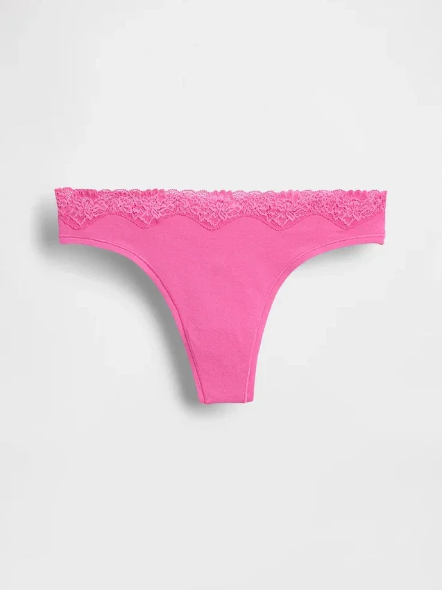 String en coton bio extensible avec bordure en dentelle