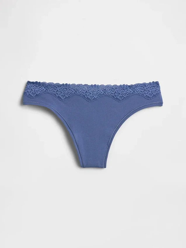 String en coton bio extensible avec bordure en dentelle