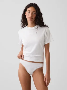 String en coton stretch bio ultra-doux avec bordure en dentelle