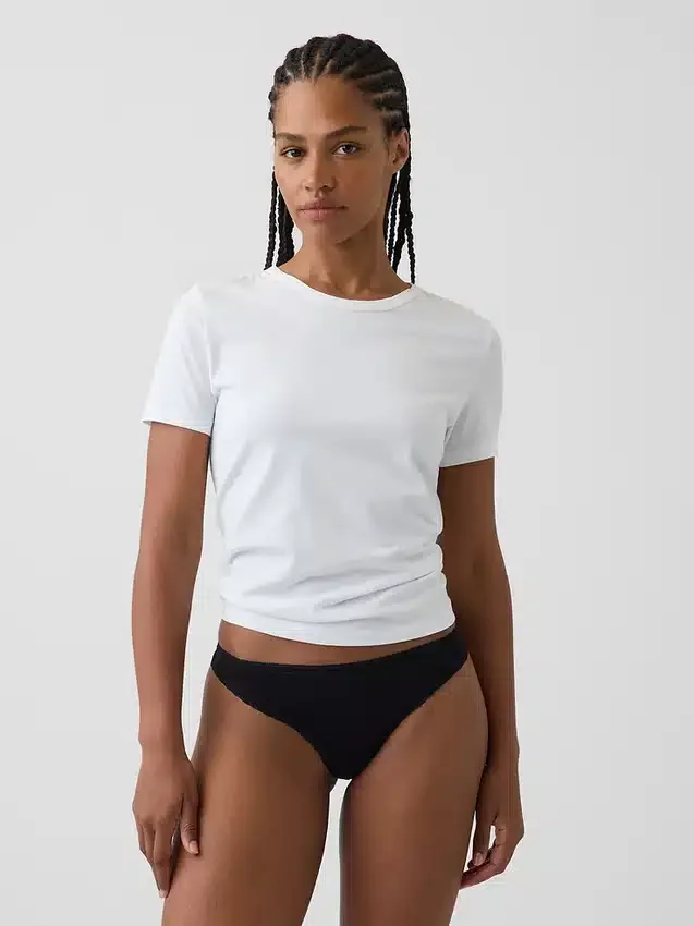 String en coton stretch bio ultra-doux avec bordure en dentelle