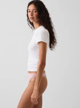 String en coton stretch bio ultra-doux avec bordure en dentelle