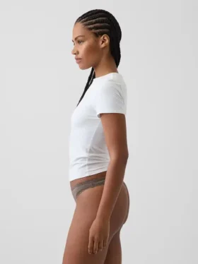 String en coton stretch bio ultra-doux avec bordure en dentelle