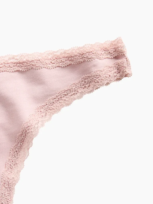 String en coton stretch bio ultra-doux avec bordure en dentelle
