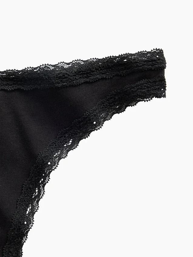 String en coton stretch bio ultra-doux avec bordure en dentelle