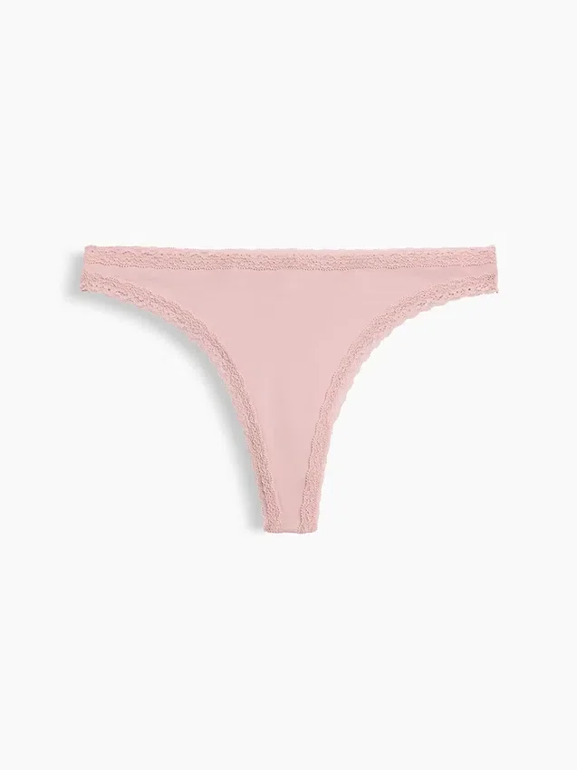 String en coton stretch bio ultra-doux avec bordure en dentelle