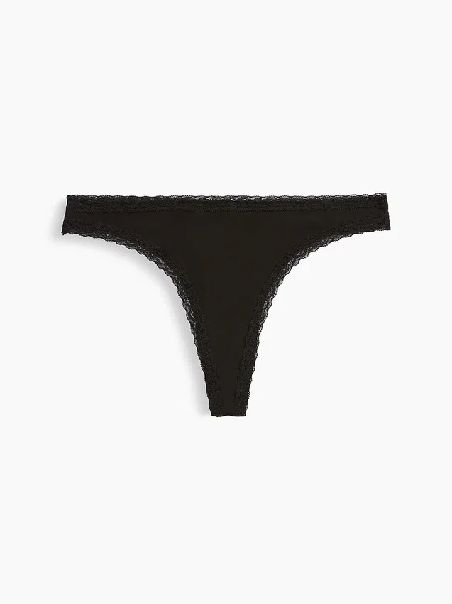 String en coton stretch bio ultra-doux avec bordure en dentelle