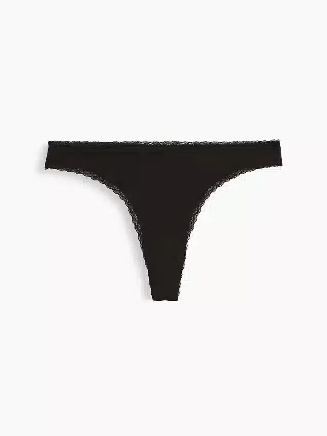 String en coton stretch bio ultra-doux avec bordure en dentelle