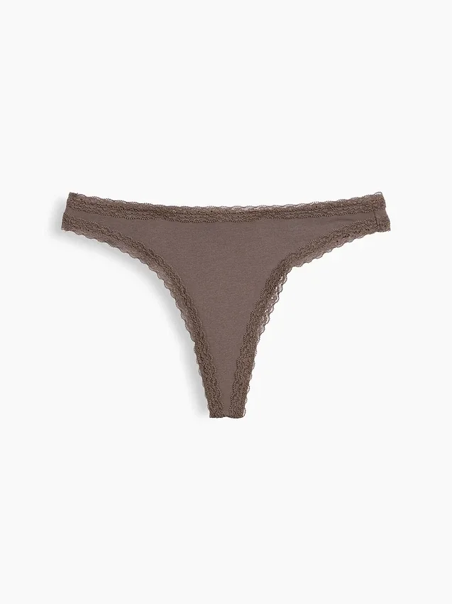 String en coton stretch bio ultra-doux avec bordure en dentelle