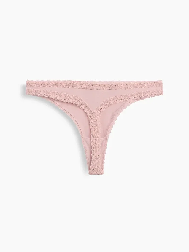 String en coton stretch bio ultra-doux avec bordure en dentelle