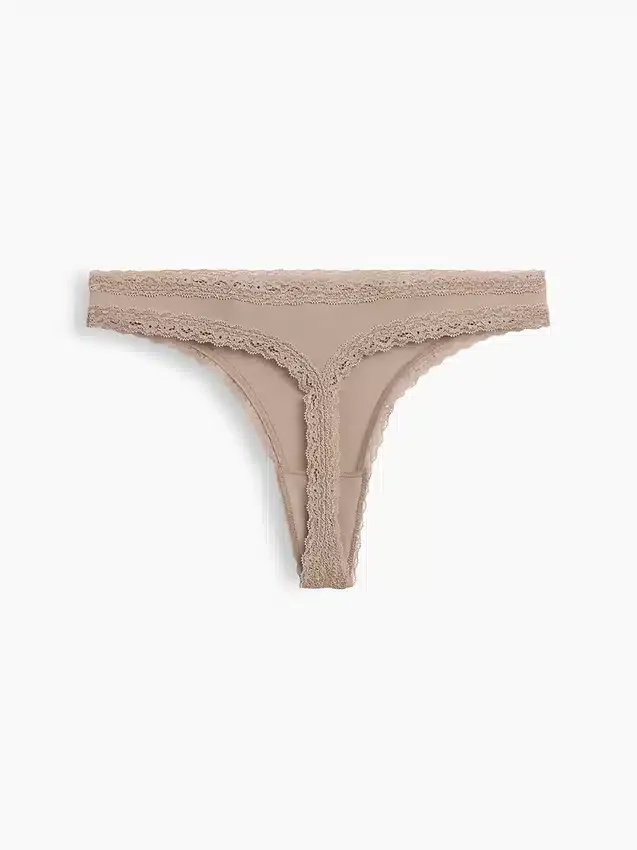 String en coton stretch bio ultra-doux avec bordure en dentelle