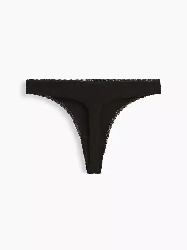 String en coton stretch bio ultra-doux avec bordure en dentelle