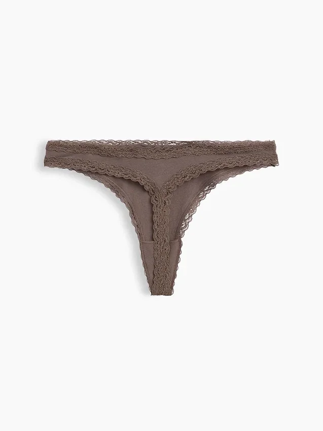 String en coton stretch bio ultra-doux avec bordure en dentelle