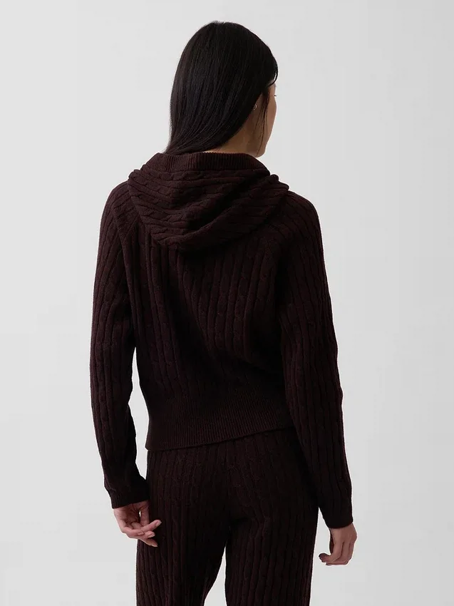 Sweat à capuche ample en maille torsadée CashSoft