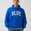 Sweat à capuche bleu en molleton épais avec logo