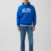 Sweat à capuche bleu en molleton épais avec logo