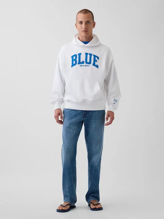 Sweat à capuche bleu en molleton épais avec logo