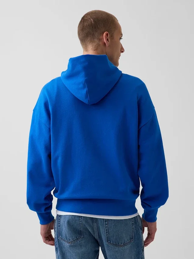 Sweat à capuche bleu en molleton épais avec logo