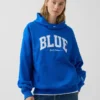 Sweat à capuche bleu en molleton épais avec logo