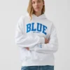 Sweat à capuche bleu en molleton épais avec logo