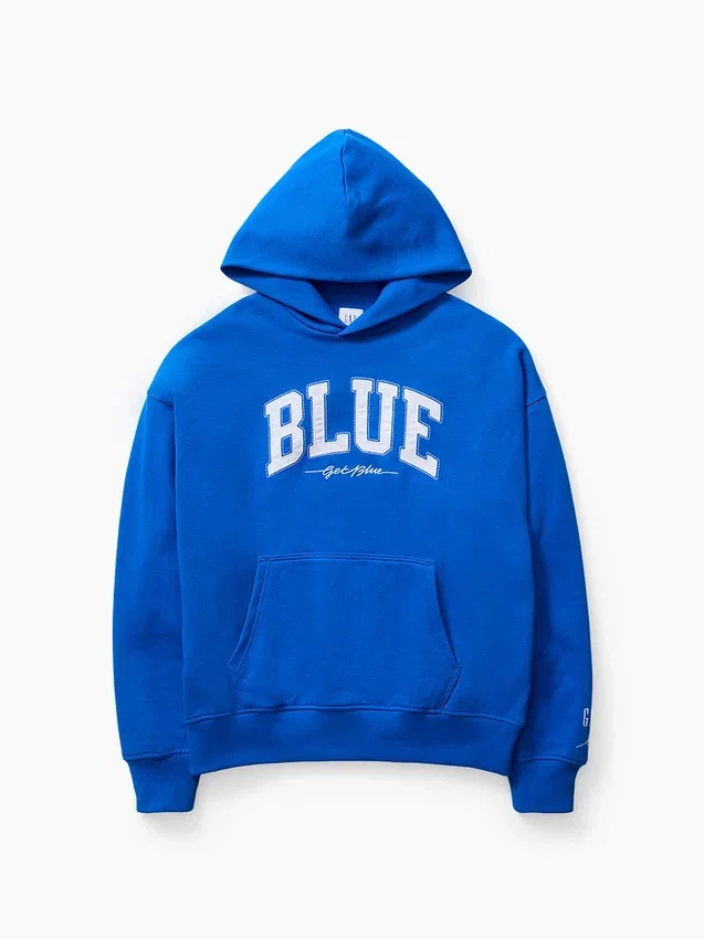 Sweat à capuche bleu en molleton épais avec logo