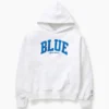 Sweat à capuche bleu en molleton épais avec logo