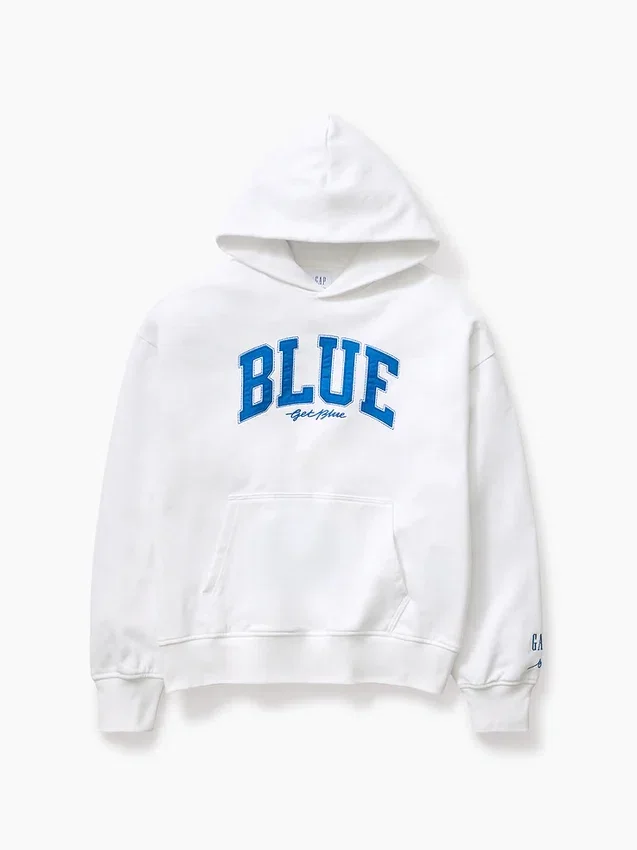 Sweat à capuche bleu en molleton épais avec logo