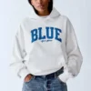Sweat à capuche bleu en molleton épais avec logo