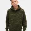 Sweat à capuche camouflage ample pour enfant