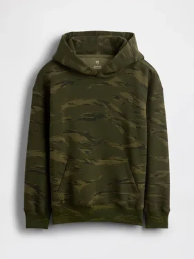 Sweat à capuche camouflage ample pour enfant