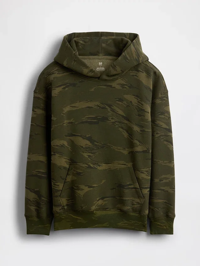 Sweat à capuche camouflage ample pour enfant