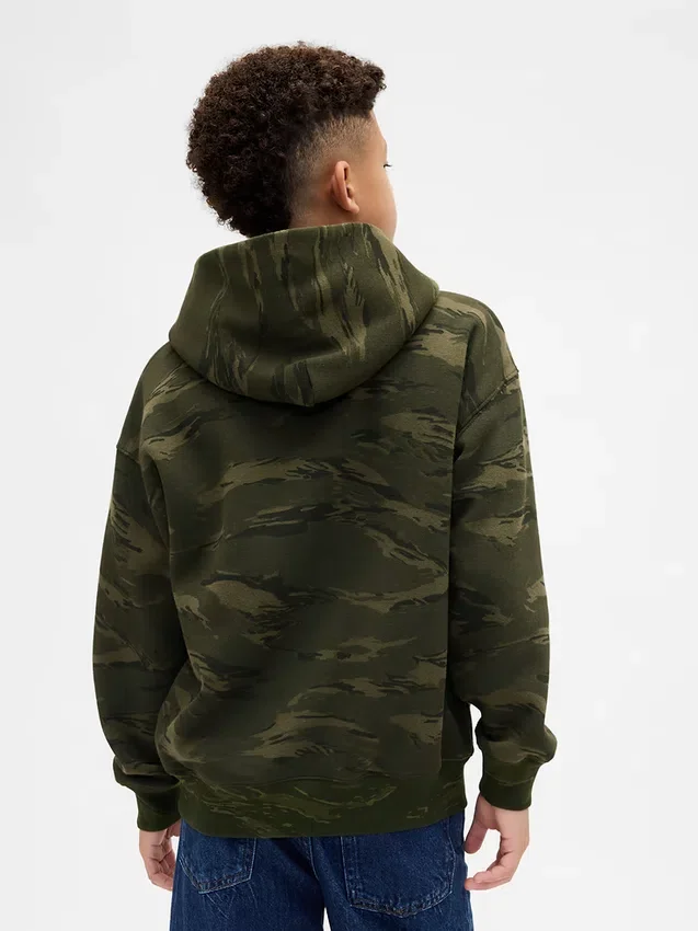 Sweat à capuche camouflage ample pour enfant