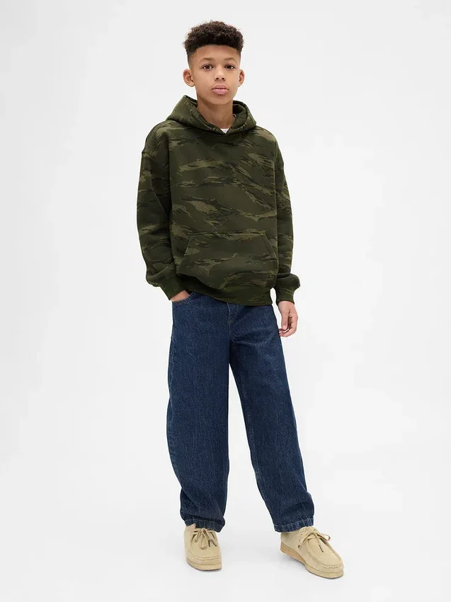Sweat à capuche camouflage ample pour enfant
