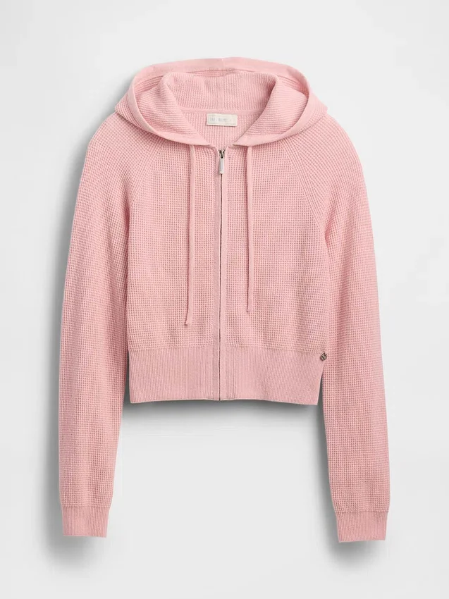 Sweat à capuche court GAP × Summer Fridays en tissu gaufré CashSoft